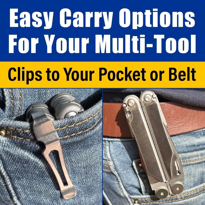 Samorillo [2-Pack] 2 Quick Release Pocket Clips + 2 Lanyard Rings Compatible With Leatherman Wave & Charge MultiTools - Stainless Steel Deep Carry Pocket Clip Won't Bend or Snap - Install or Replace In Seconds - Image 5